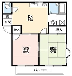 サンヴィレッジE 2DKの間取図画像