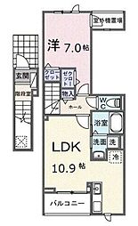 藤沢市石川1丁目アパート 1LDKの間取図画像