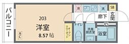 カインドネス小田急相模原2 1Kの間取図画像