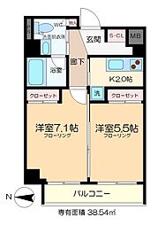 ミュージション門前仲町 701 7階2Kの間取り