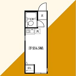 ファミール上の宮B棟 ワンルームの間取図画像