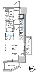 パークアクシス木場キャナルウエスト 8階ワンルームの間取り