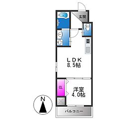 ジョイフル矢田 1LDKの間取図画像
