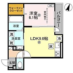 D-grace秋月 2階1LDKの間取り