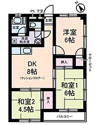 JR中央線 吉祥寺駅 バス11分 南新川下車 徒歩2分の賃貸マンション 3階3DKの間取り