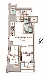 Brillia ist 墨田曳舟 11階2LDKの間取り