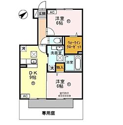 D-roomパストラーレ 2DKの間取図画像