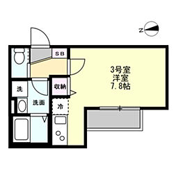 相模原市緑区橋本4丁目アパート ワンルームの間取図画像