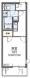 レオネクストさく2 1Kの間取図画像