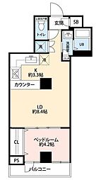 ライオンズマンション六本木 1LDKの間取図画像