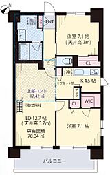 パークロード川口 6階2LDKの間取り