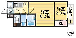 アドバンス三宮ラシュレ 2Kの間取図画像