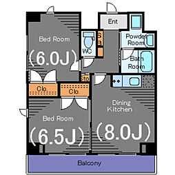 ルーブル三田 9階2DKの間取り