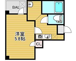 レジデンス宮 1Kの間取図画像