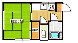 アネックス四季 2階1Kの間取り