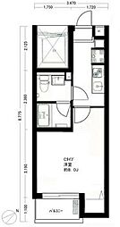ディアレイシャス都立大駅前 1Kの間取図画像