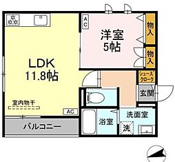 メゾン光 2階1LDKの間取り