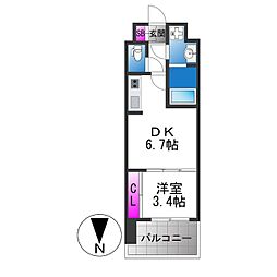 D.Clarest長田駅前 1DKの間取図画像