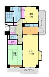 内藤マンションA 2LDKの間取図画像