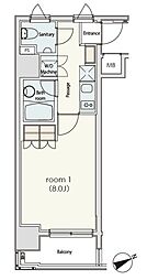 カスタリア日本橋 1Kの間取図画像