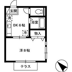 ハイツミレム 1DKの間取図画像