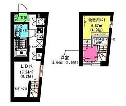フラン ワンルームの間取図画像