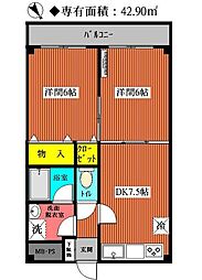 ヨシワ・ガーデン 2DKの間取図画像