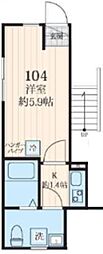 ミレハイムB 1Kの間取図画像