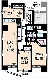 シャンテメゾン田仲 10階3LDKの間取り