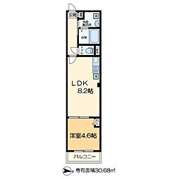 Jブラン亀有 1階1LDKの間取り