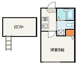 フラット洋 1階1Kの間取り