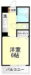 プレジール 1Kの間取図画像
