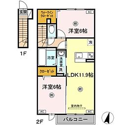 ヴィラ・ルレザン 2LDKの間取図画像