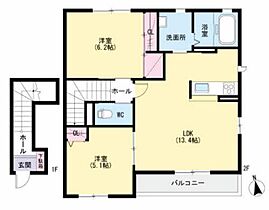 エクラージュ　I棟 A0203 ｜ 福岡県大牟田市上白川町２丁目296-13（賃貸アパート2LDK・2階・61.45㎡） その2