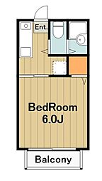 パピルス 2階1Kの間取り