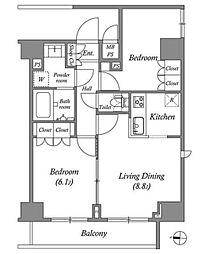 GRANPASEO両国North 2LDKの間取図画像