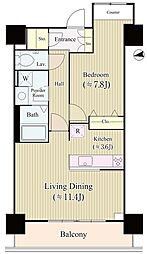 勝どきビュータワー 27階1LDKの間取り