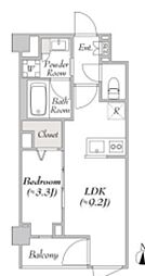 ルミーク北千住 4階1LDKの間取り