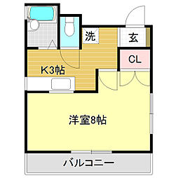 クリスタルハイツ 1Kの間取図画像
