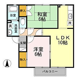 アムールC 2LDKの間取図画像