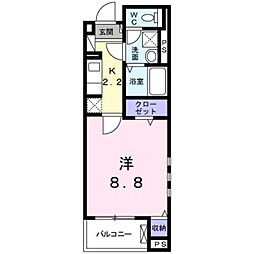 クレセント2 1Kの間取図画像