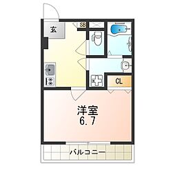ケイズスクエア尼崎 1Kの間取図画像