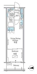 パークアクシス新宿百人町 1LDKの間取図画像