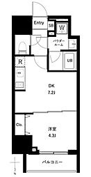 アーバンパーク王子2 1DKの間取図画像