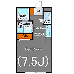 ジュネス目黒 1階1Kの間取り