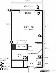 ヘブンフィールド荒江 ワンルームの間取図画像