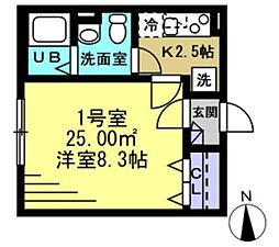 rapa船橋 1Kの間取図画像