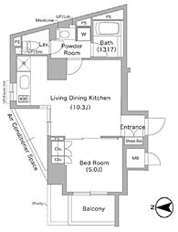 コンフォリア文京春日 13階1LDKの間取り