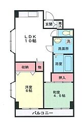 ワコーマンション 2LDKの間取図画像