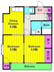 メゾン桃山 2DKの間取図画像